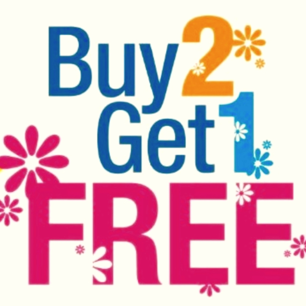 Everything Buy 2 Get 1 Free of equal or less value